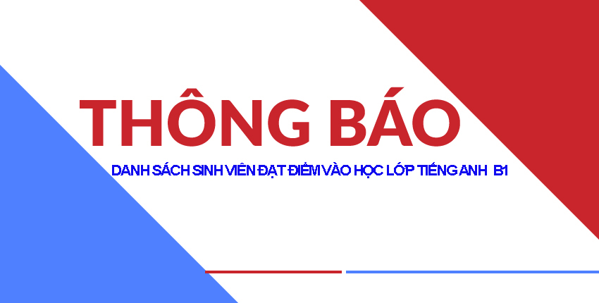 Danh sách sinh viên đạt điểm vào học lớp tiếng Anh B1